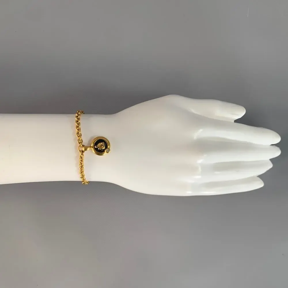 LANVIN Gold Shimmer Metallic Charm Bracelet